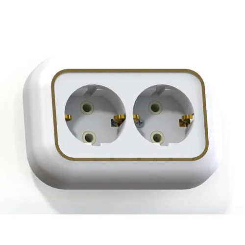 Розетка 2-м СП Валентина РС16-830 16А IP20 с заземл. бел./зол. Кунцево 5448 Розетка 2-м СП Валентина РС16-830 16А IP20 с заземл. бел./зол. Кунцево 5448